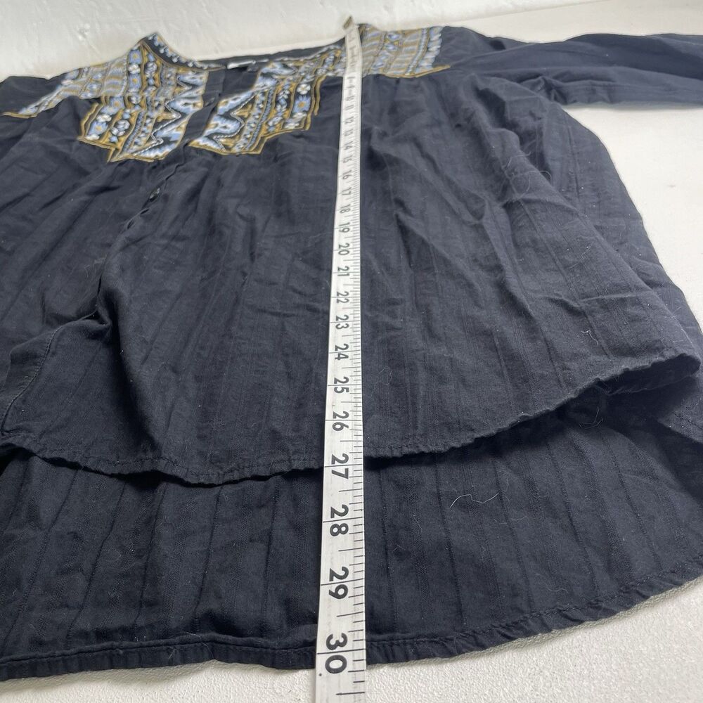 pure jill Elements 2x Black Embroidered Boho Lagenlook Blouse  - Picture 6 of 6